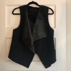 Aqua black faux shearling vest